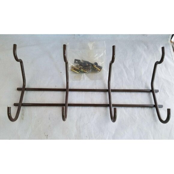 Sani-Shelf Hook Hang All Rack Wall Mounted Epoxy Coated Steel 8 Hooks Brown Coat - Picture 3 of 5